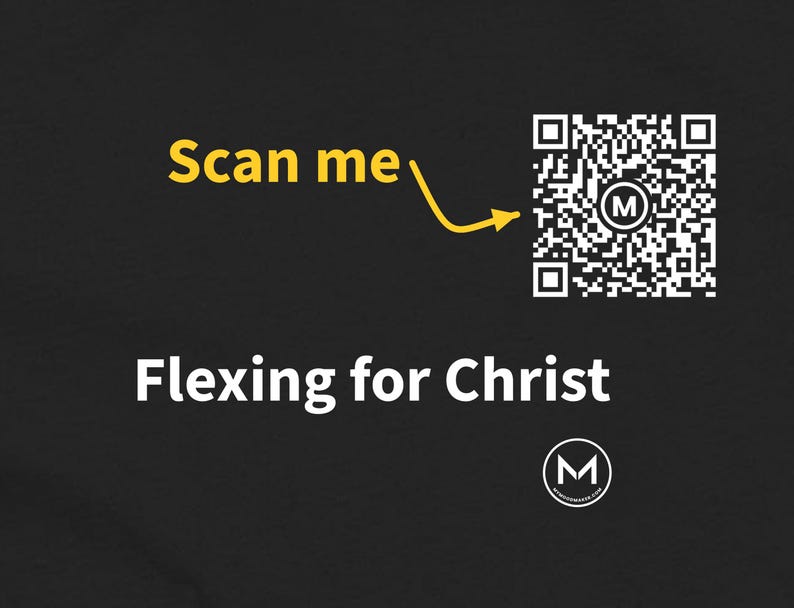 Scannable Shirt | Flexing for Christ Women's Tee | Scan QR for a New Daily Mood Message | Christian Gift for Her, Mom or Church Friend image 2