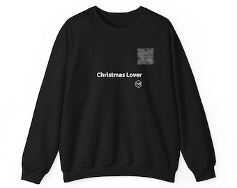 Scannable Crewneck | Christmas Lover | Scan QR for a New Daily Mood Message | Black Christmas Sweatshirt, Unisex Holiday Gift