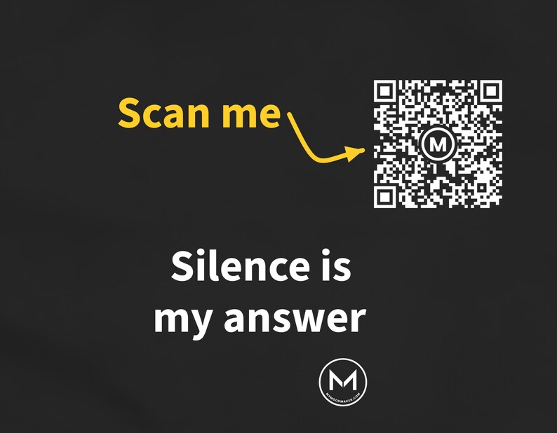 Scanbaar shirt | Stilte is mijn antwoord (damesshirt) | Scan de QR-code voor een nieuwe dagelijkse stemmingsboodschap | Grappig cadeau voor introverte vrouwen, zussen of vriendinnen afbeelding 2