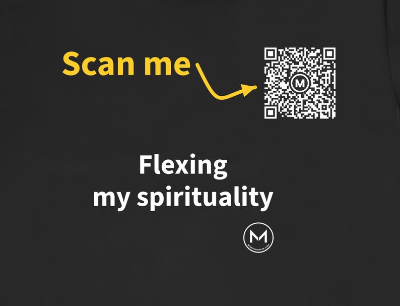 T-Shirt mit Scan-Funktion | Meine Spiritualität zeigen | QR-Code scannen für eine neue tägliche Stimmungsbotschaft | Christliches Geschenk für Freunde aus der Gemeinde, Pastoren oder zu Weihnachten Bild 2