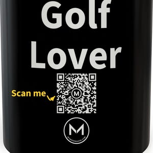 Scannable Mug | Golf Lover | Scan QR for a New Daily Mood Message | 11 Oz Black Coffee Mug Gift for Golf Fans image 2