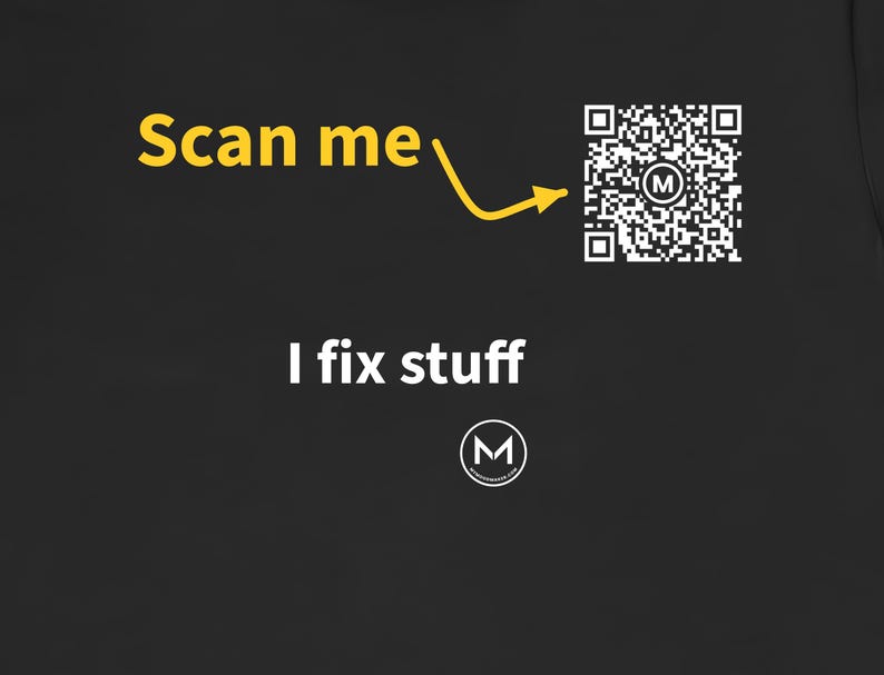 Scannable Shirt | I fix stuff | Scan QR for a New Daily Mood Message | Handyman Gift for Dad, Grandpa or DIYer image 2