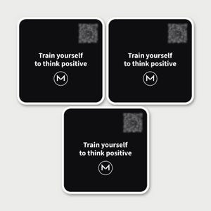 Scannable Stickers | Train yourself to think positive | Positive Gift for Coach, Grad or Friend | 3 Pack 2.7 in Sticker Set