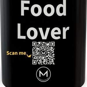 Scannable Mug | Food Lover | Scan QR for a New Daily Mood Message | 11 Oz Black Coffee Mug Gift for Foodies and Home Cooks image 2