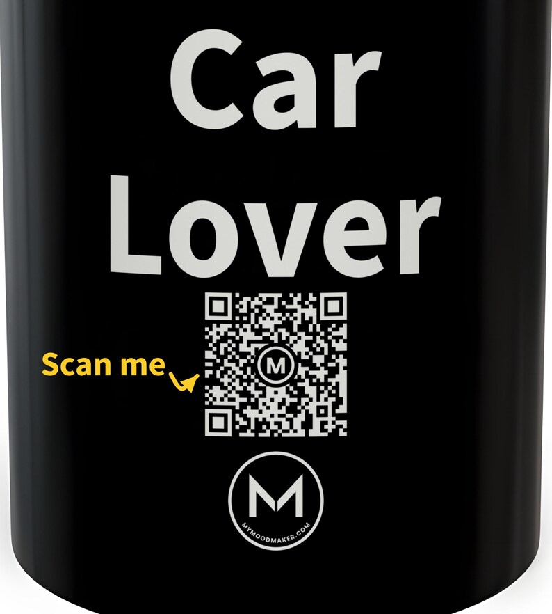Scannable Mug | Car Lover | Scan QR for a New Daily Mood Message | 11 Oz Black Coffee Mug Gift for Car Enthusiasts image 2