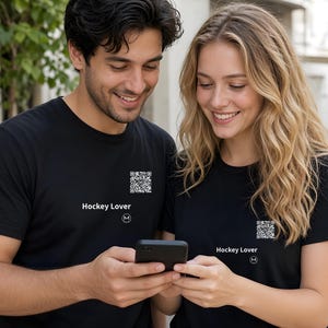 Scannable Shirt | Hockey Lover | Scan QR for a New Daily Mood Message | Hockey Fan Gift for Player or Coach, Christmas Tee image 5