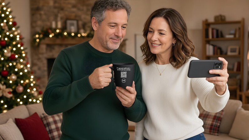 Scannable Mug | If I agreed with you... we'd both be wrong | Scan QR for a New Daily Mood Message | 11 Oz Black Mug Funny Gift for Dad image 4