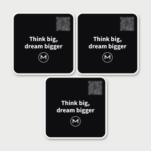 Scannable Stickers | Think big, dream bigger | Inspirational Gift for Grads, Dreamers and Kids | 3 Pack 2.7 in Sticker Set