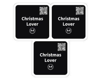 Scannable Stickers | Christmas Lover | Scan QR for a New Daily Mood Message | Set of 3 Black 2.7 In Christmas Stickers, Stocking Stuffer