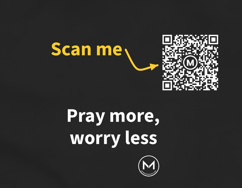 Scannable Shirt | Pray more, worry less Women's Tee | Scan QR for a New Daily Mood Message | Christian Gift for Her, Mom or Church Friend image 2