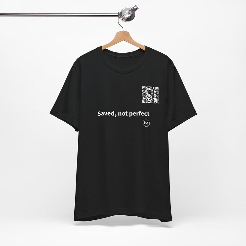 Scannable Shirt | Saved, not perfect | Christian Gift for Church Friend, Pastor or Christmas image 6