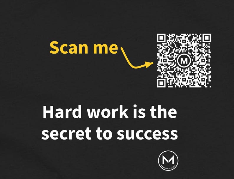 Scannable Shirt | Hard work is the secret to success Women's Tee | Scan QR for a New Daily Mood Message | Motivation Gift for Her image 2