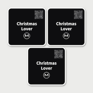 Scannable Stickers | Christmas Lover | Scan QR for a New Daily Mood Message | Set of 3 Black 2.7 In Christmas Stickers, Stocking Stuffer