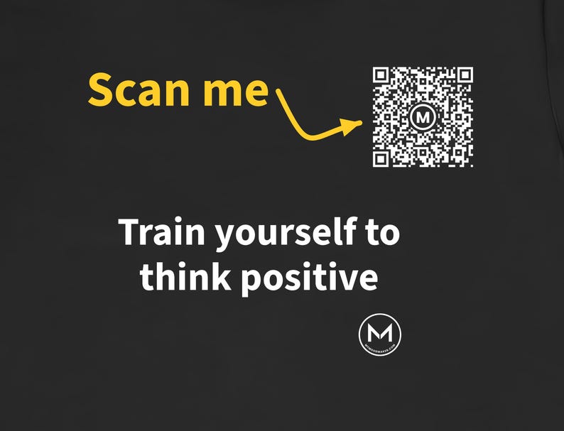 Scannable Shirt | Train yourself to think positive | Scan QR for a New Daily Mood Message | Positive Gift for Friends or Coworkers Bild 2