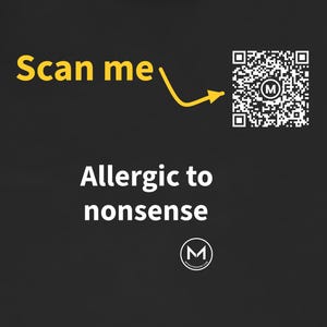 Scannable Shirt | Allergic to nonsense | Scan QR for a New Daily Mood Message | Funny Sarcastic Gift for Coworker or Friend image 2