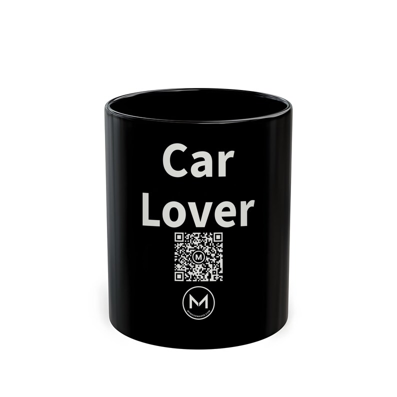 Scannable Mug | Car Lover | Scan QR for a New Daily Mood Message | 11 Oz Black Coffee Mug Gift for Car Enthusiasts image 1
