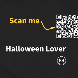 Scannable Shirt | Halloween Lover Women's Tee | Scan QR for a New Daily Mood Message | Spooky Season Gift for Her, Mom or Grandma image 2