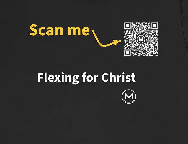 Scanbaar shirt | Flexen voor Christus | Scan de QR-code voor een nieuwe dagelijkse boodschap | Christelijk cadeau voor een kerkvriend, dominee of Kerstmis afbeelding 2