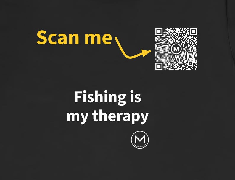 Scannable Shirt | Fishing is my therapy | Scan QR for a New Daily Mood Message | Funny Fishing Gift for Dad, Grandpa or Angler image 2