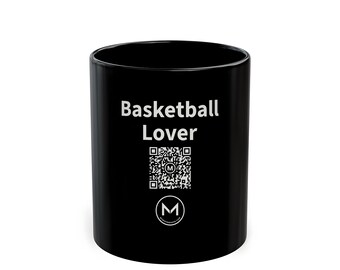 Scannable Mug | Basketball Lover | Scan QR for a New Daily Mood Message | 11 Oz Black Coffee Mug Gift for Basketball Fans