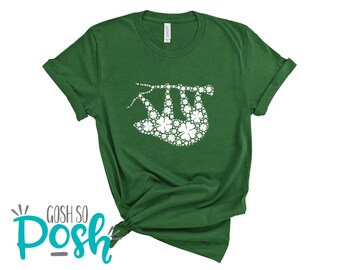 Shamrock Sloth Shirt - St Patrick's day Tee - Clover Design - St Patties Day T-Shirt