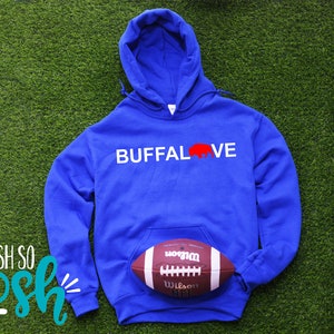 Buffalove Shirt Buffalo Sweatshirt/Hoodie Blue and Red Long Sleeved Football Tee Hoodie