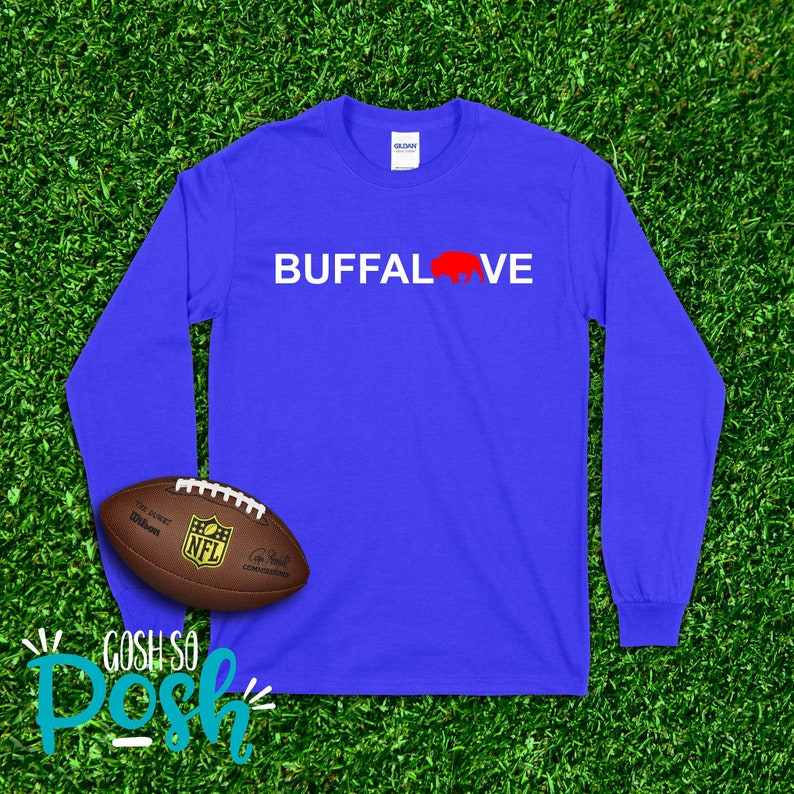 Buffalove Shirt Buffalo Sweatshirt/Hoodie Blue and Red Long Sleeved Football Tee Long Sleeve Shirt