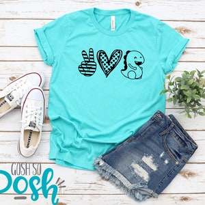 Peace Love Dino Shirt VIPKID T-Shirt ESL Teacher Tee Shirts for Teachers Heather Sea Green