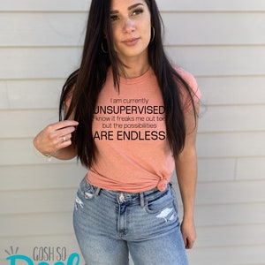 Currently Unsupervised Endless Possibilities Shirt Funny Snarky Shirts With Sayings Unisex Soft Tees Sunset