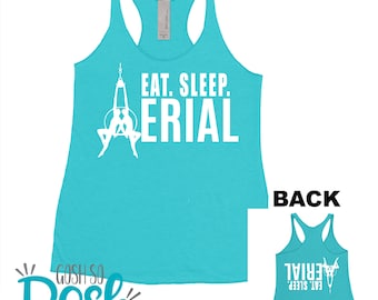 Eat Sleep Aerial Hoop Tank - Aerial Life Shirt - Next Level Womens Adult Tank Top - Fitness Shirts For Her - Cirque