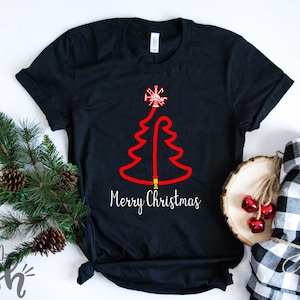 Fire Fighter Christmas Shirt Fire Hose X-mas Tree Tee Fireman Firewoman t-shirt Bella Canvas Holiday Unisex shirts image 1