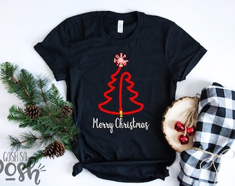 Fire Fighter Christmas Shirt - Fire Hose X-mas Tree Tee - Fireman Firewoman t-shirt - Bella Canvas Holiday Unisex shirts