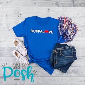 Buffalove Shirt Buffalo Sweatshirt/Hoodie Blue and Red Long Sleeved Football Tee T-Shirt