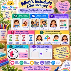 55 Bilingual Transition Cards | Home & School Visual Support