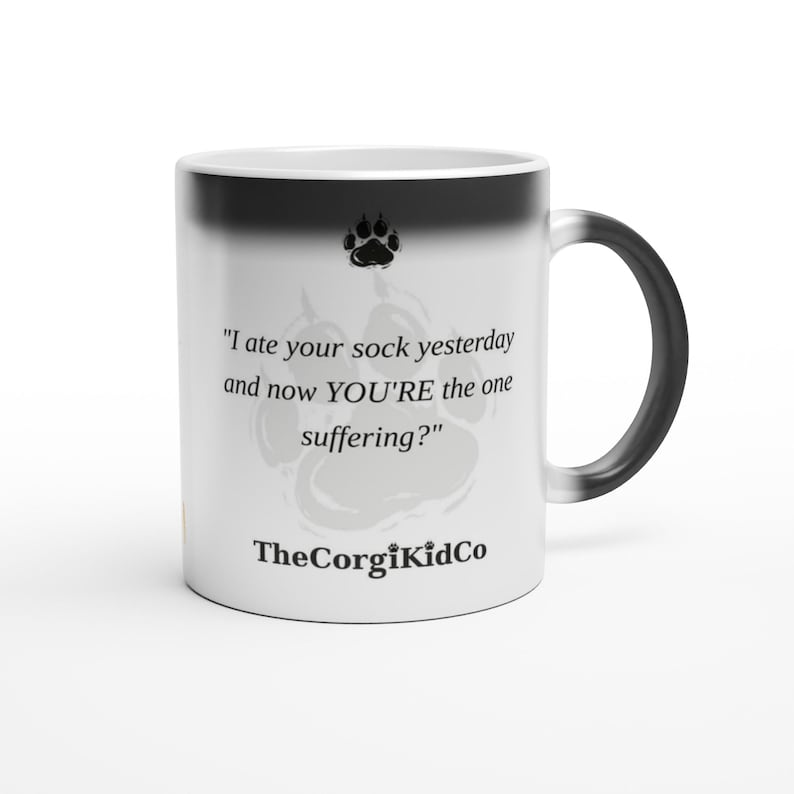 Sock-Thief Goofball Corgi | Corgi Magic Mug | Color Changing Coffee Mug | Dog Mom Gift | Corgi Lover Gift | The Corgi Kid Co image 1