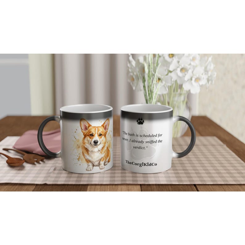 Never-Gonna-Bathe Corgi | Corgi Magic Mug | Color Changing Coffee Mug | Dog Mom Gift | Corgi Lover Gift | The Corgi Kid Co image 2