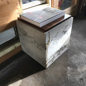 One-off Kintsugi SQR Concrete Side Tables / Nightstands / occasional tables with storage with shipping