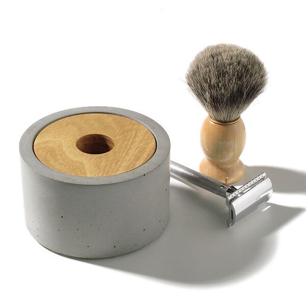 Super sale!! Modern Concrete Shaving Bowl/Cup with solid Black Locust Wood Lid
