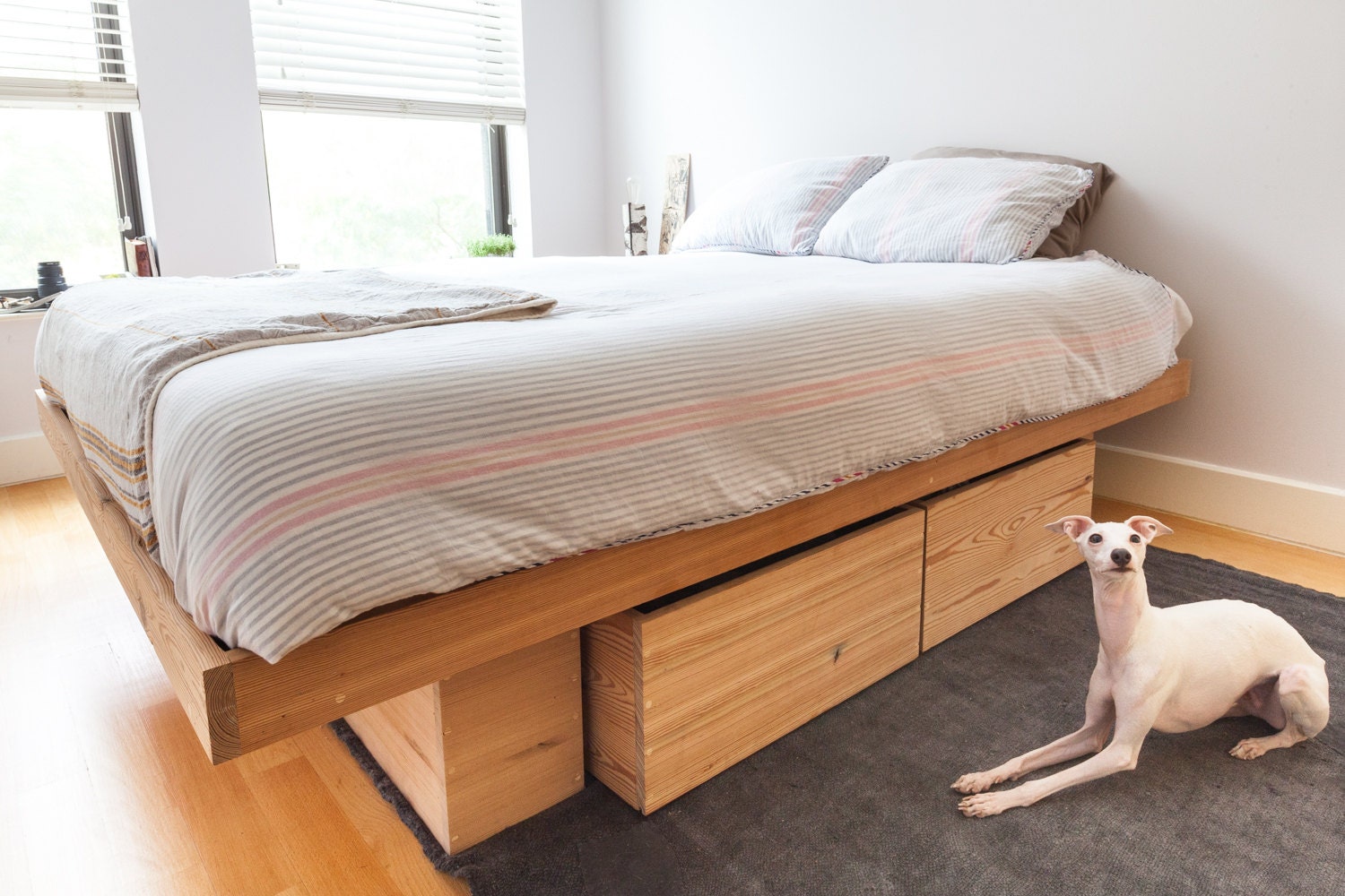 Raw Solid Antique Pine Platform Bed With Storage queen King - Etsy