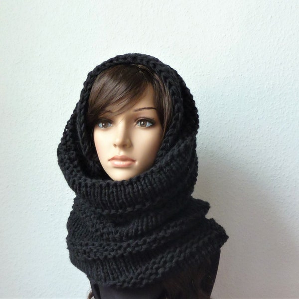 Foulard tube, écharpe à capuche, sweat à capuche "Natascha in black"