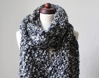 XXL sjaal, uniek, wintersjaal, damessjaal "glitter" in zwart-grijs-wit glitter!