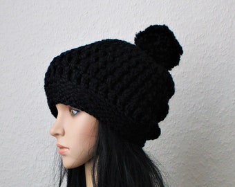 Bobble chapeau Long Chunky " Noir "