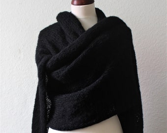 XXL scarf!black!bridal scarf!wedding!bridal cape!winter scarf!knitted!poncho!ladies!onesize!shoulder warmers!