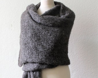 XXL scarf!gray!bridal scarf!wedding!bridal cape!winter scarf!knitted!poncho!ladies!onesize!shoulder warmers!