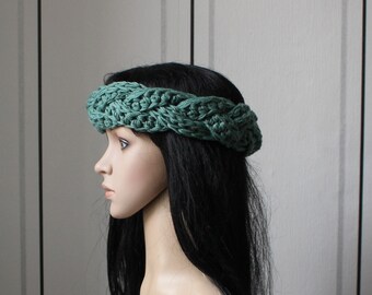 Headband, Vintage Style " braids " in jade!