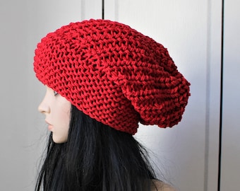 Long Beanie,Slouch " rot "!