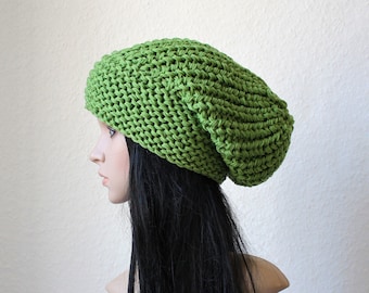 Long Beanie, Slouch " Pomme verte "