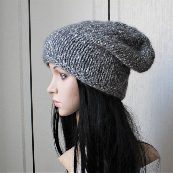 Casquette homme ,Beanie,Bonnet long, bonnet en mélange de gris !!