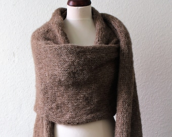 XXL scarf!brown!bridal scarf!wedding!bridal cape!winter scarf!knitted!poncho!ladies!onesize!shoulder warmers!