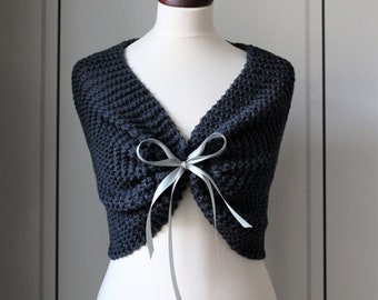 Wedding shawl, capelet in anthracite.